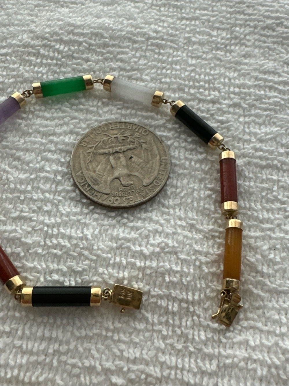 Multicolor Bead Gold-Tone Tube Bracelet - Women’s Jewelry 14k